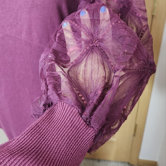 Lace Sleeve Ribbed Midi Dress Size XL - Wine Fall / winter plus size - Picture 8 of 16